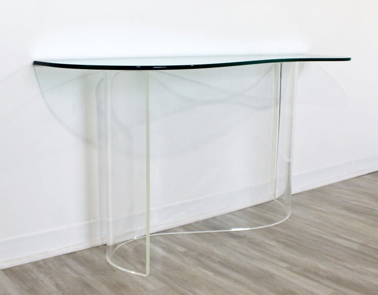 Modern Asymmetrical Lucite and Glass Wave Console Table 1970s Hollis ...