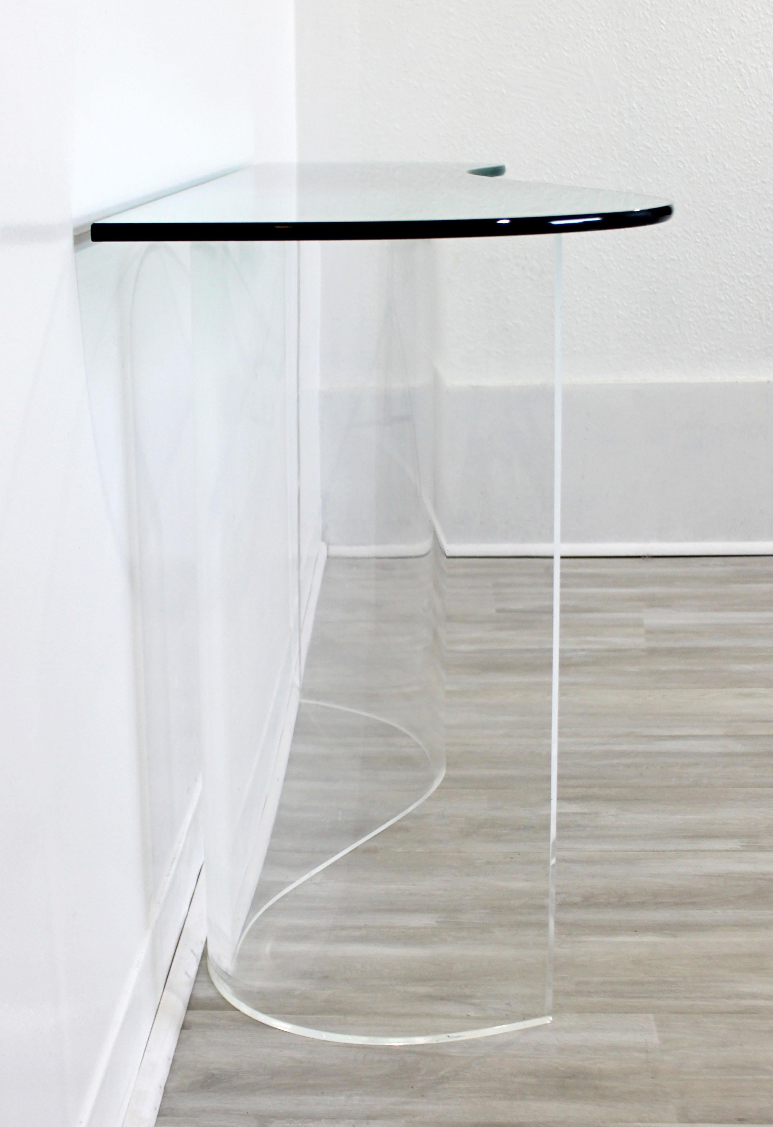 Modern Asymmetrical Lucite and Glass Wave Console Table 1970s Hollis Jones Era In Good Condition In Keego Harbor, MI