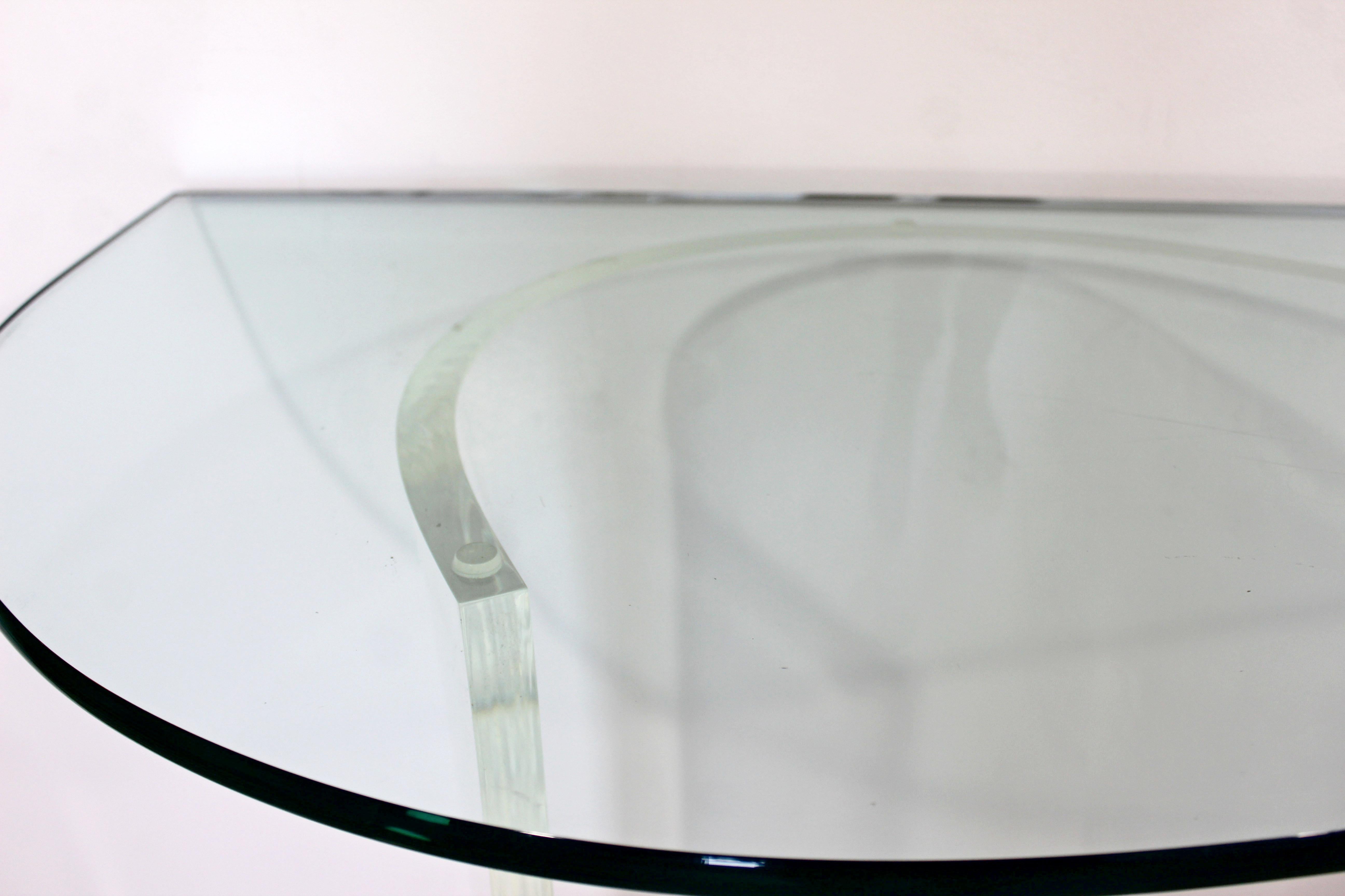 Modern Asymmetrical Lucite and Glass Wave Console Table 1970s Hollis Jones Era 2