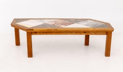 Modern Asymmetrical Marble Top Coffee Table