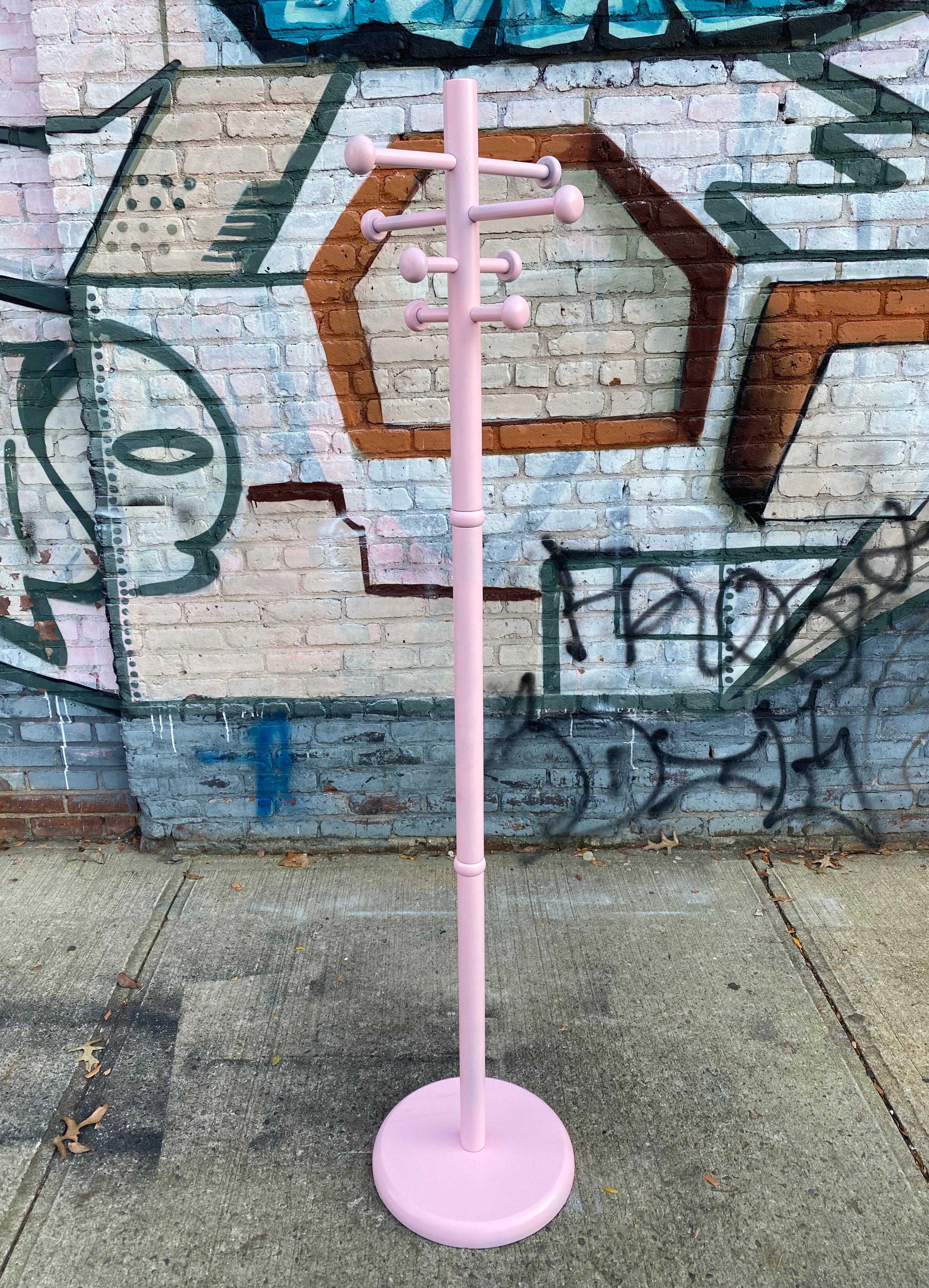 Modern Atomic Coat Rack Tree in Pink In Good Condition For Sale In Brooklyn, NY