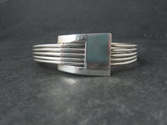 Modern Atomic Sterling Silver Cuff Bracelet 7 Inches