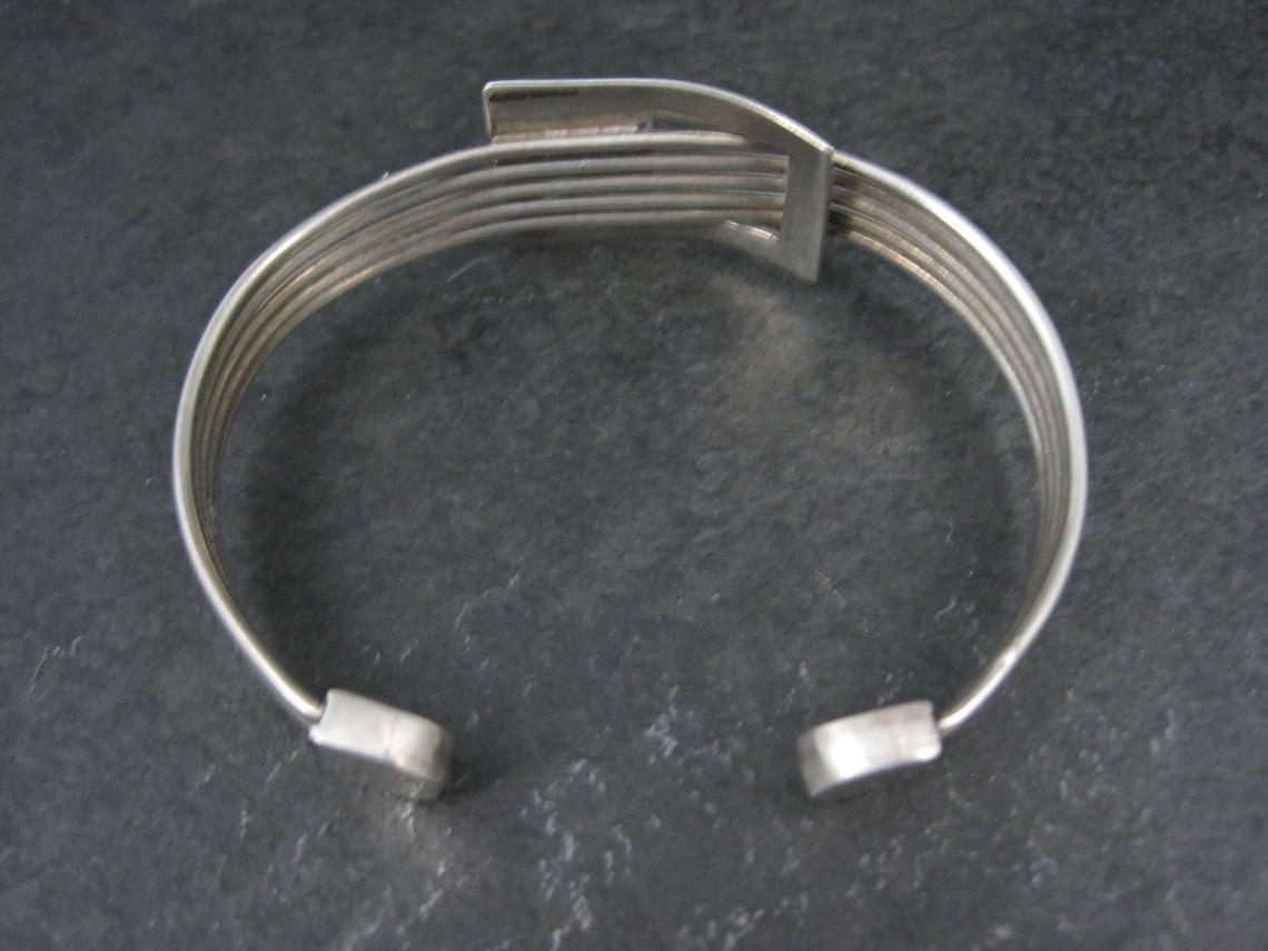 Modernist Modern Atomic Sterling Silver Cuff Bracelet 7 Inches For Sale