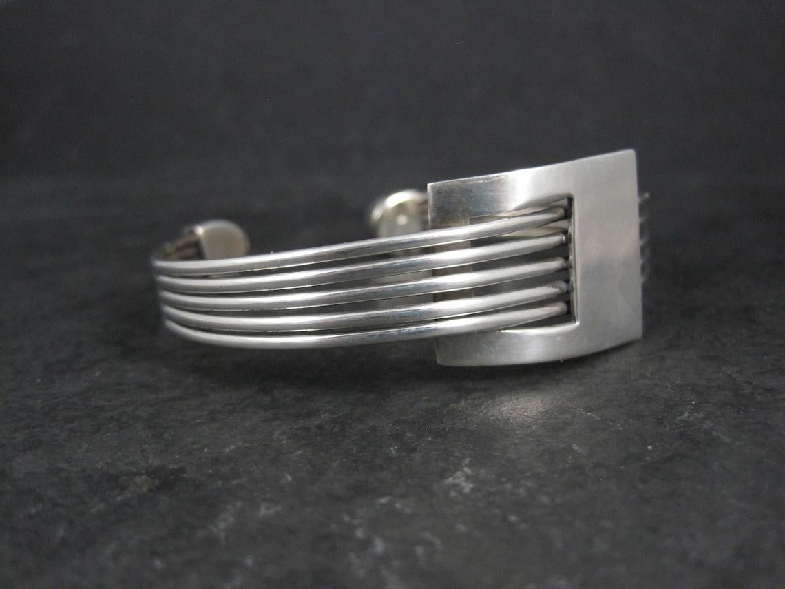 Modern Atomic Sterling Silver Cuff Bracelet 7 Inches In Good Condition For Sale In Webster, SD
