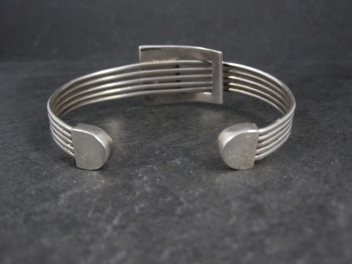 Modern Atomic Sterling Silver Cuff Bracelet 7 Inches For Sale 1