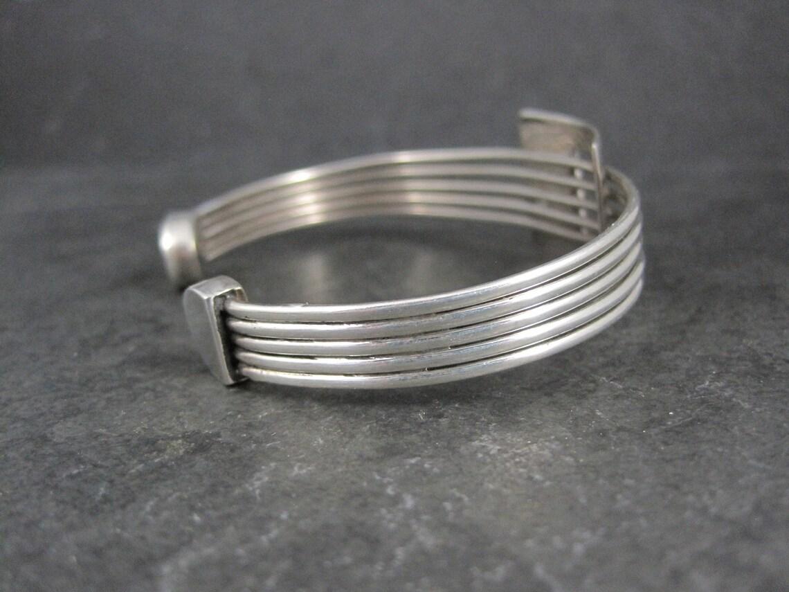 Modern Atomic Sterling Silver Cuff Bracelet 7 Inches For Sale 2