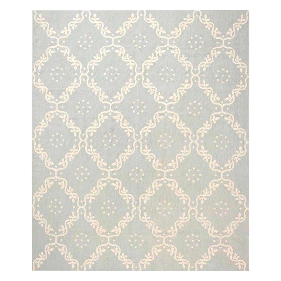 Modern Aubusson Design Blue, White Rug by Doris Leslie Blau