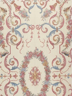 Zeitgenössische Aubusson im Louis XV-Stil in Elfenbein, Rose, Blau und Grau