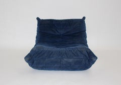 Togo Space Age Authentic Blue Ultra Suede Chair One Seater Ligne Roset 1970