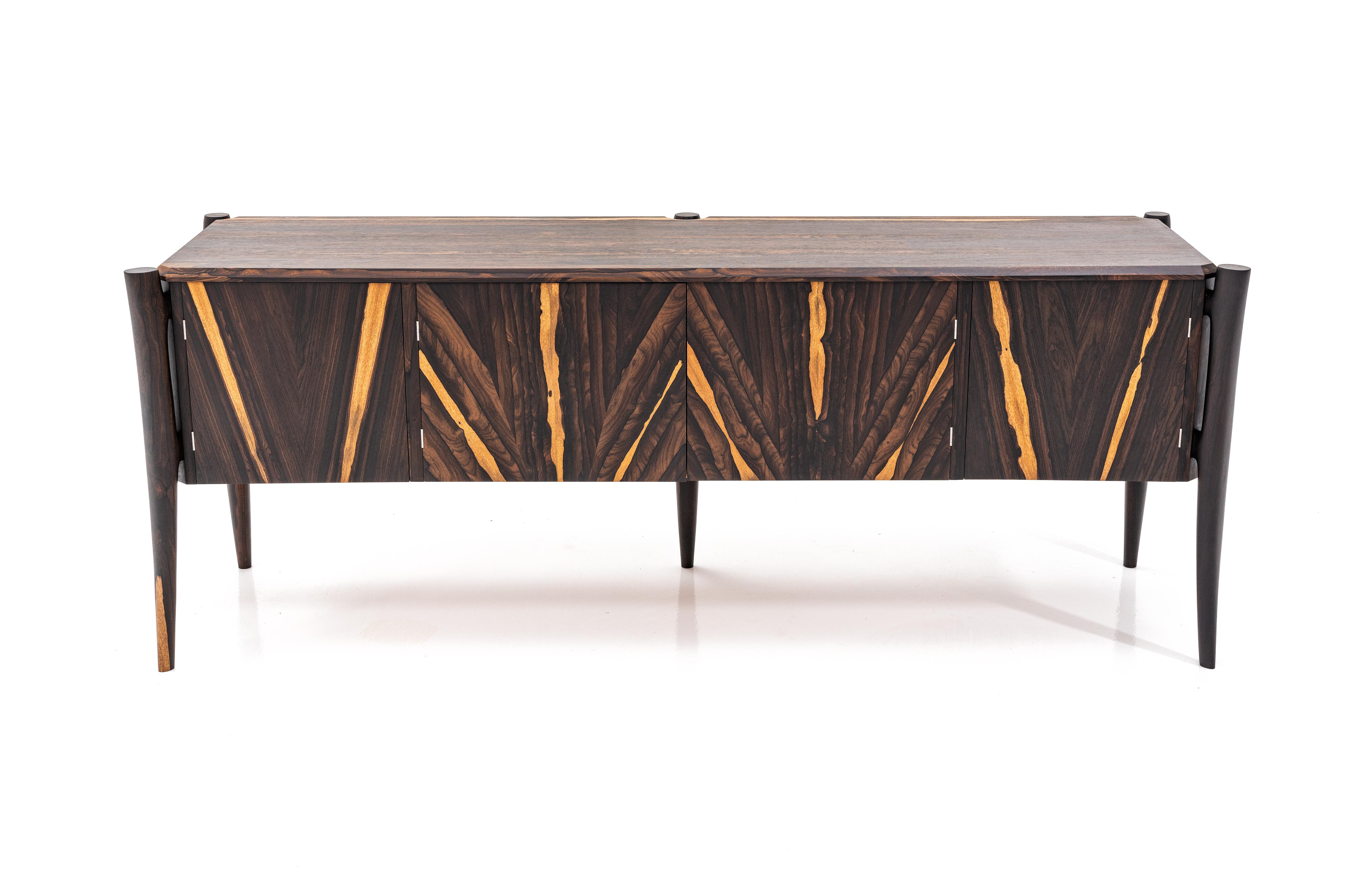 Modern Avec Credenza Sideboard in Ziricote Wood by Goebel In New Condition For Sale In Saint Louis, MO