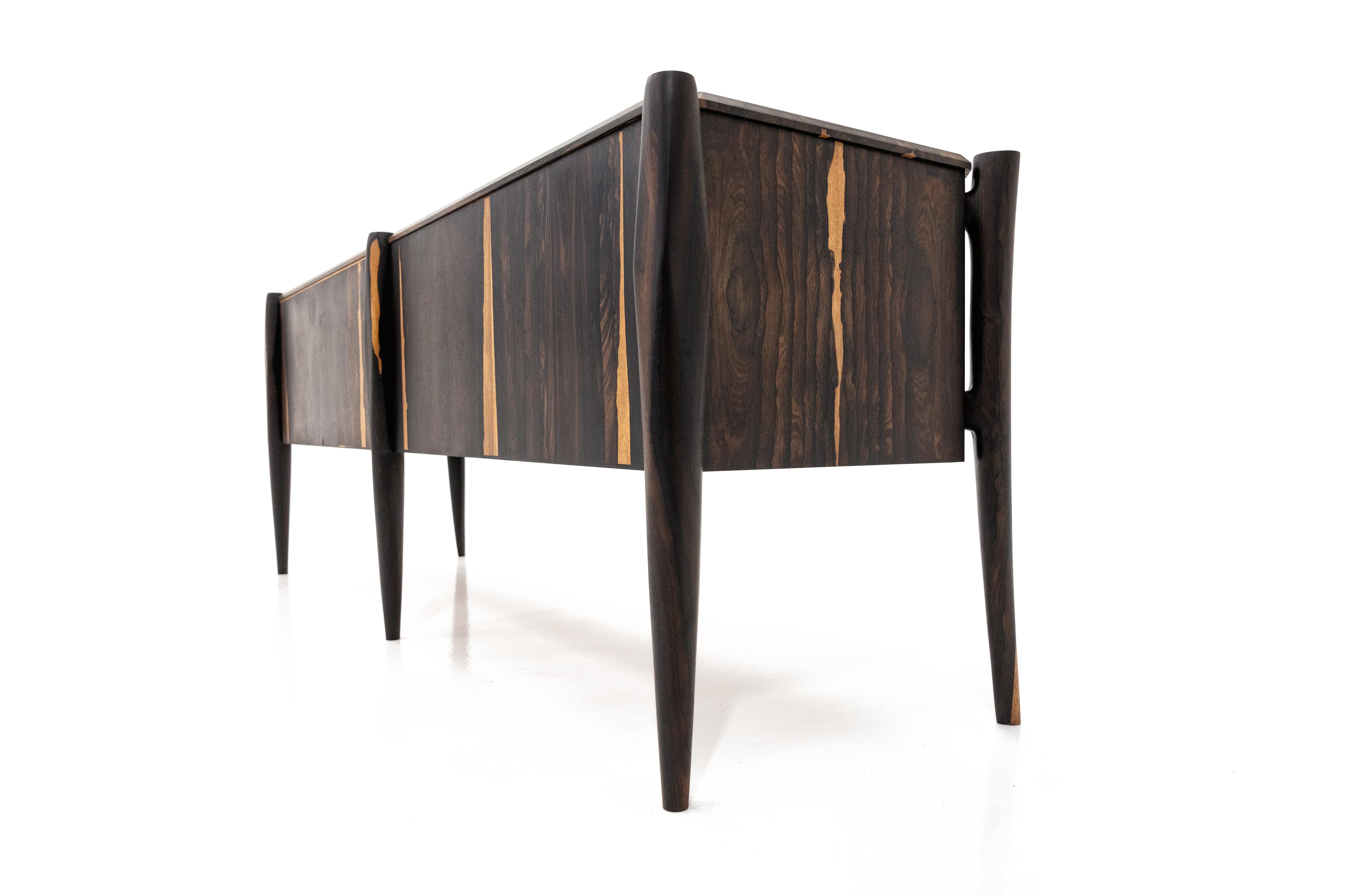 Contemporary Modern Avec Credenza Sideboard in Ziricote Wood by Goebel For Sale