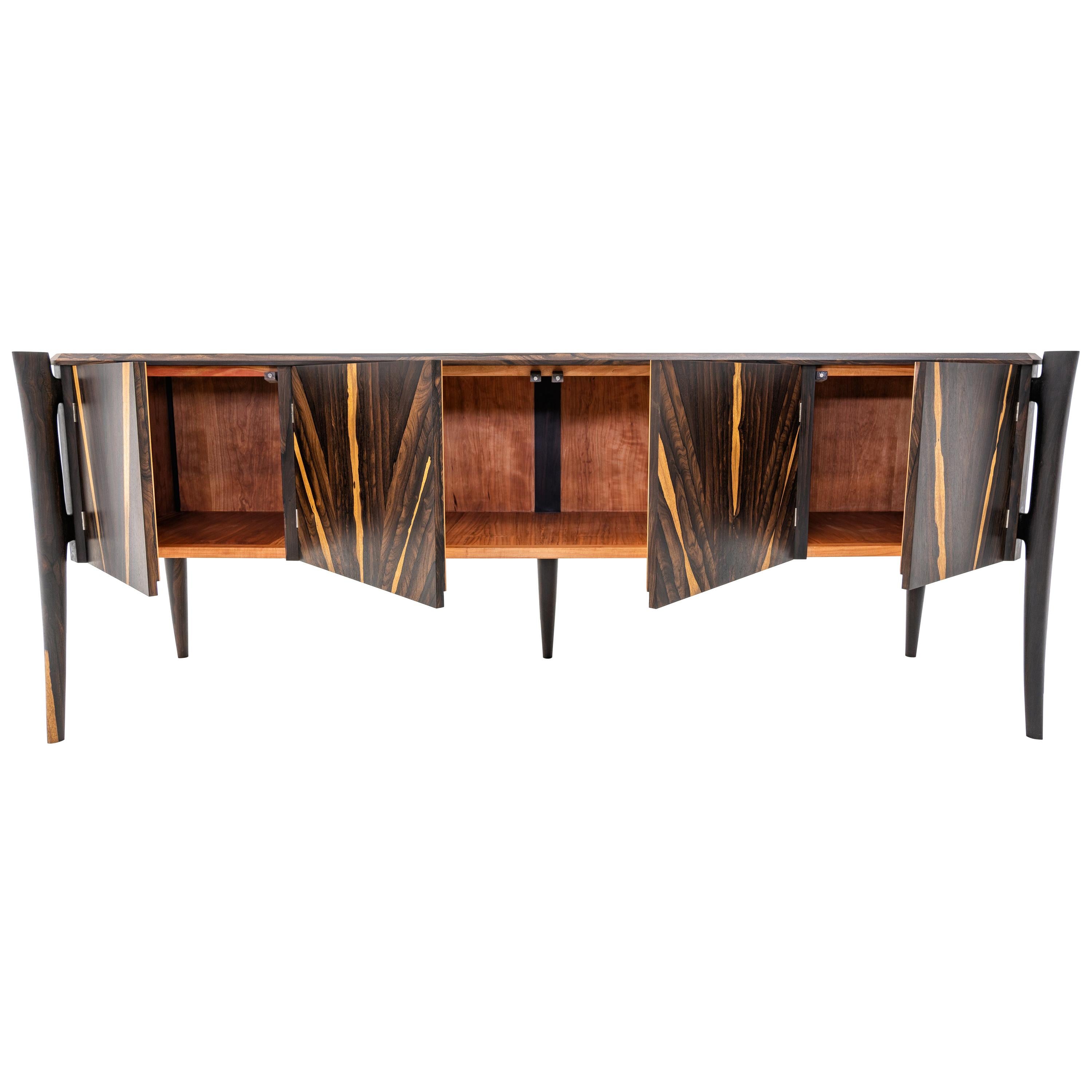Modern Avec Credenza Sideboard in Ziricote Wood by Goebel For Sale