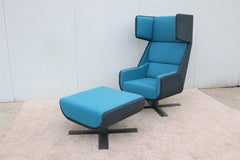 Modern Axel Enthoven for BuzziSpace Blue BuzziMe Swivel Lounge Chair and Ottoman