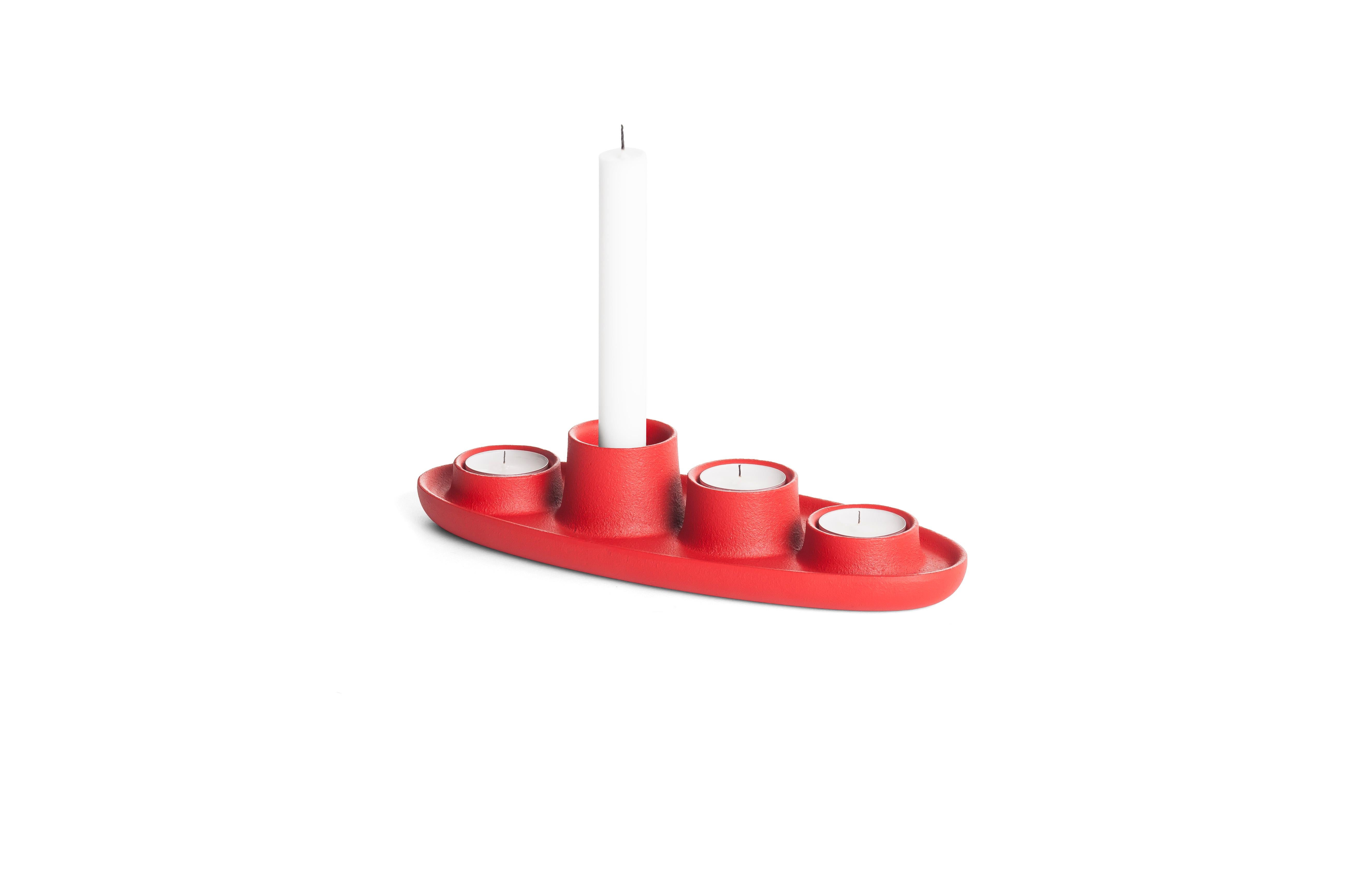 Modern Aye Aye! Candleholder with Four Funnel in Cast Iron For Sale 5