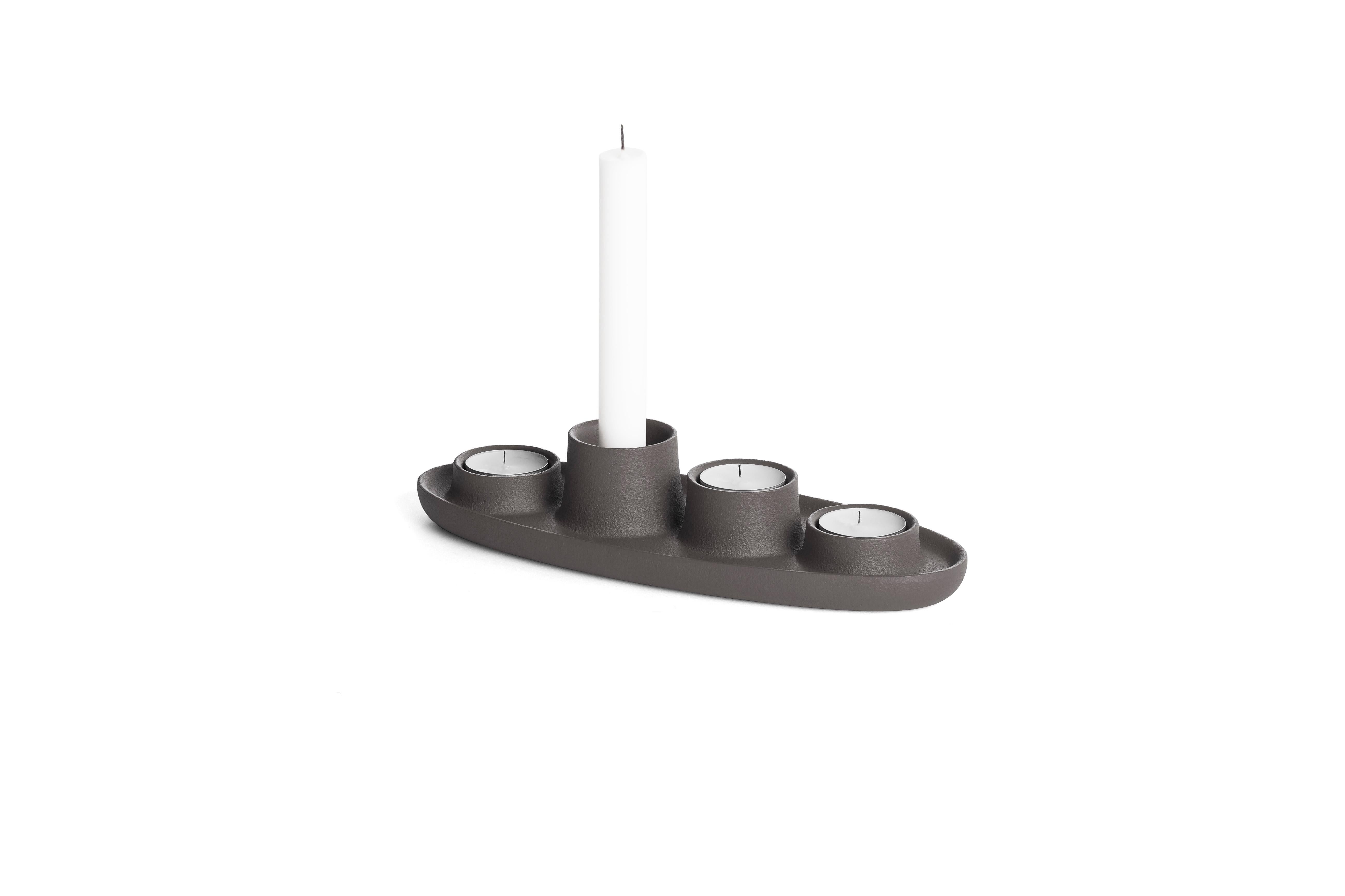 Modern Aye Aye! Candleholder with Four Funnel in Cast Iron For Sale 10