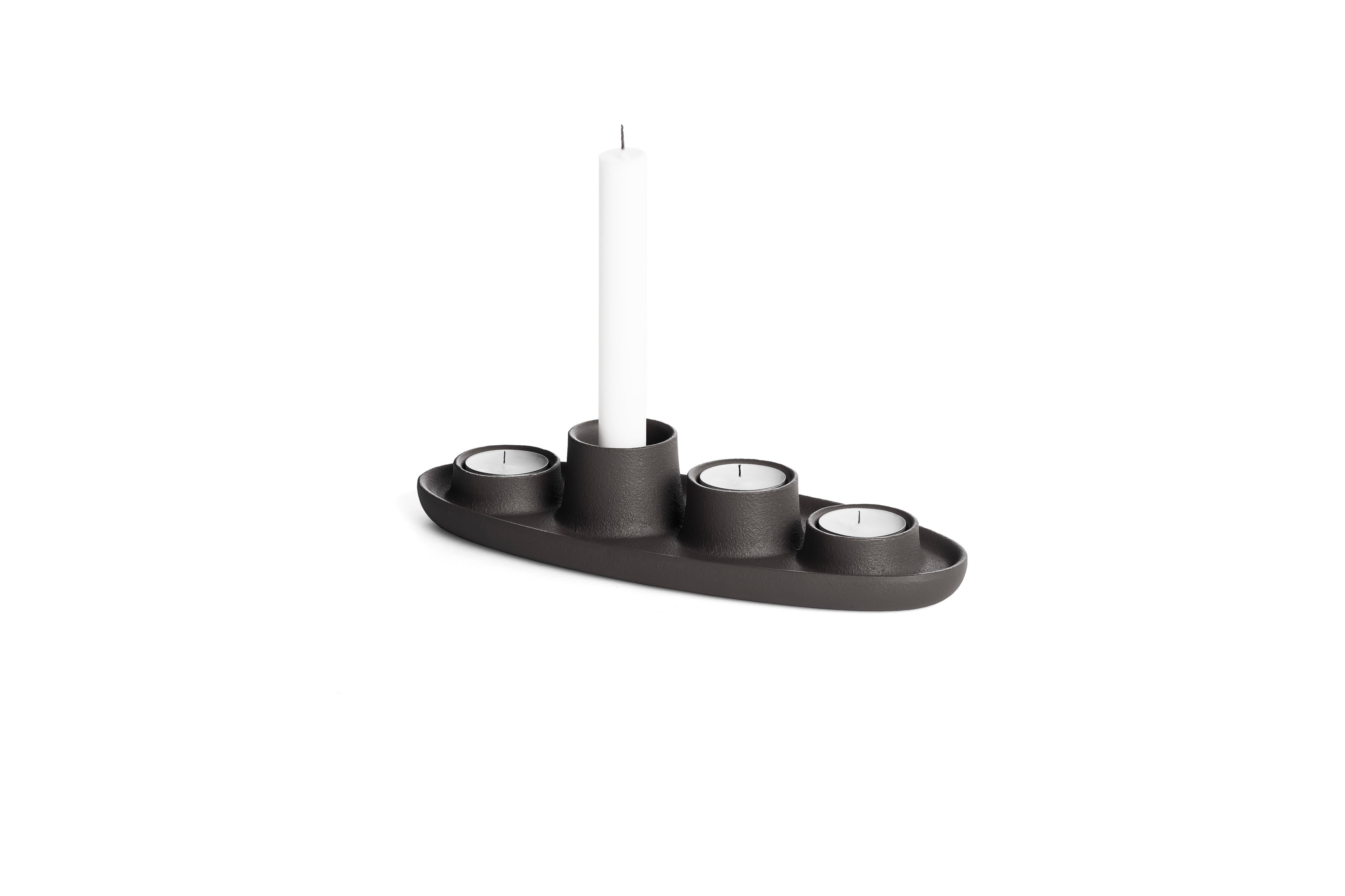 Lithuanian Modern Aye Aye! Candleholder with Four Funnel in Cast Iron For Sale