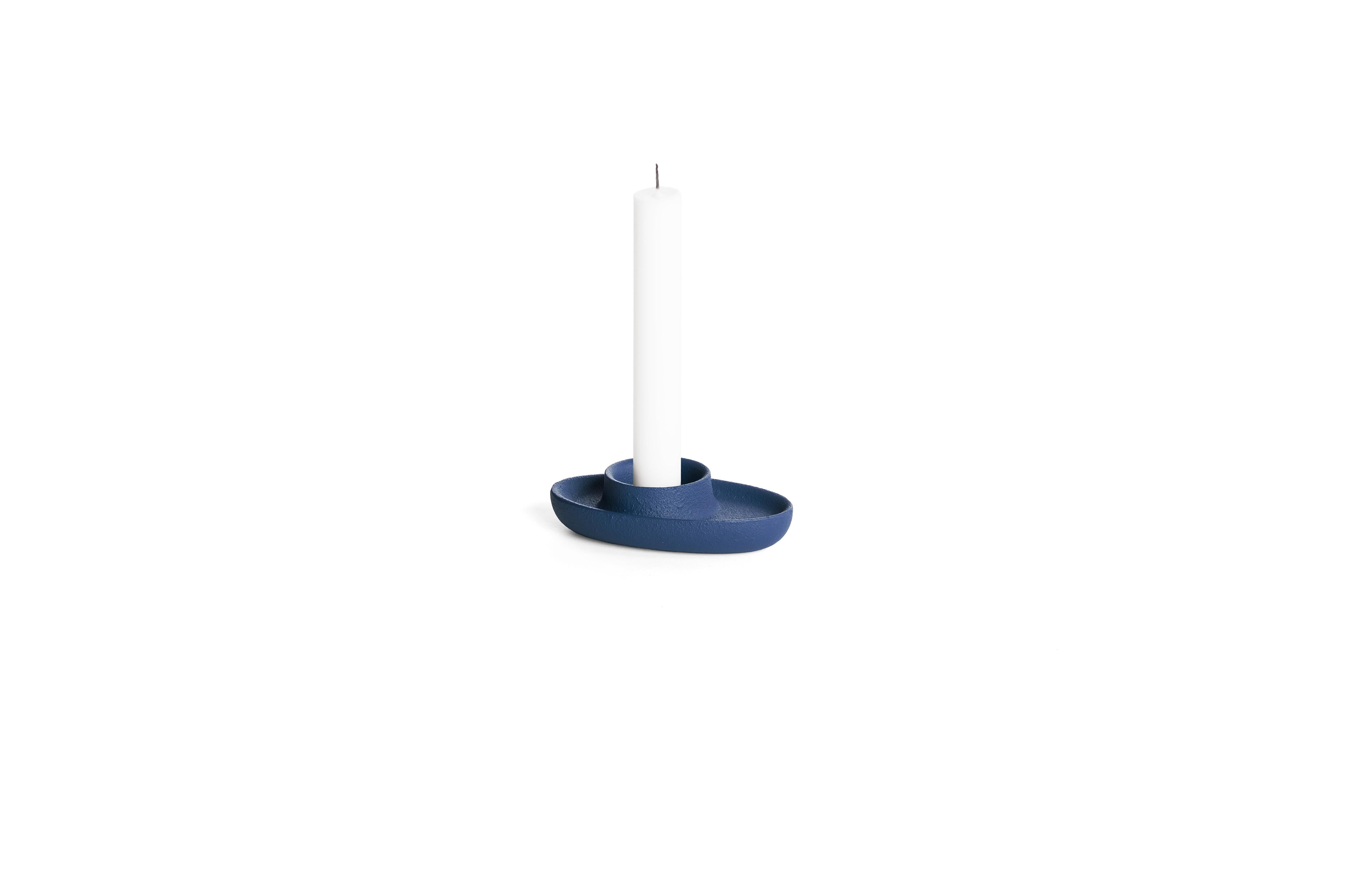 Contemporary Modern Aye Aye! Candleholder with One Funnel in Cast Iron For Sale