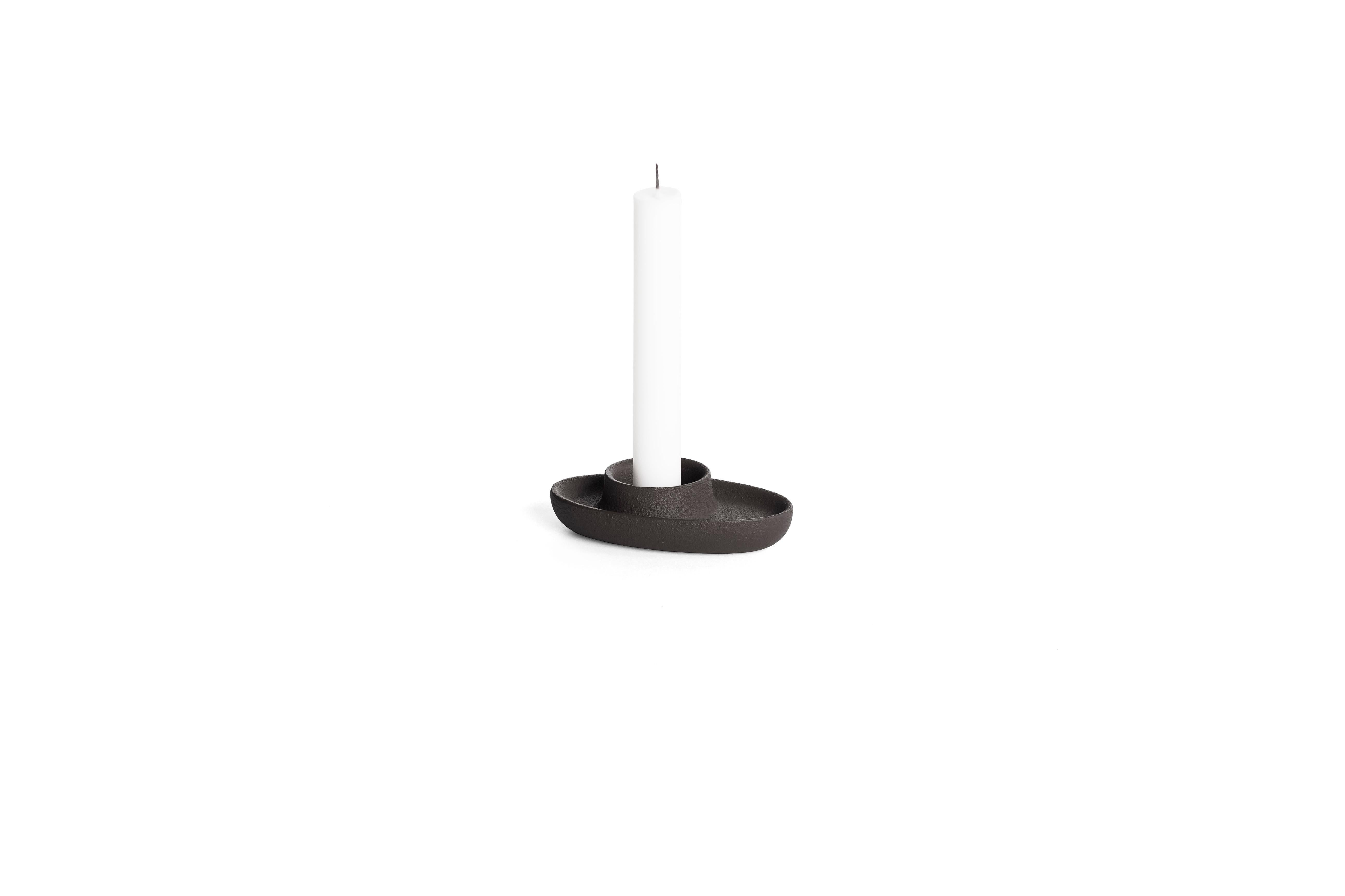 Modern Aye Aye! Candleholder with One Funnel in Cast Iron For Sale 3