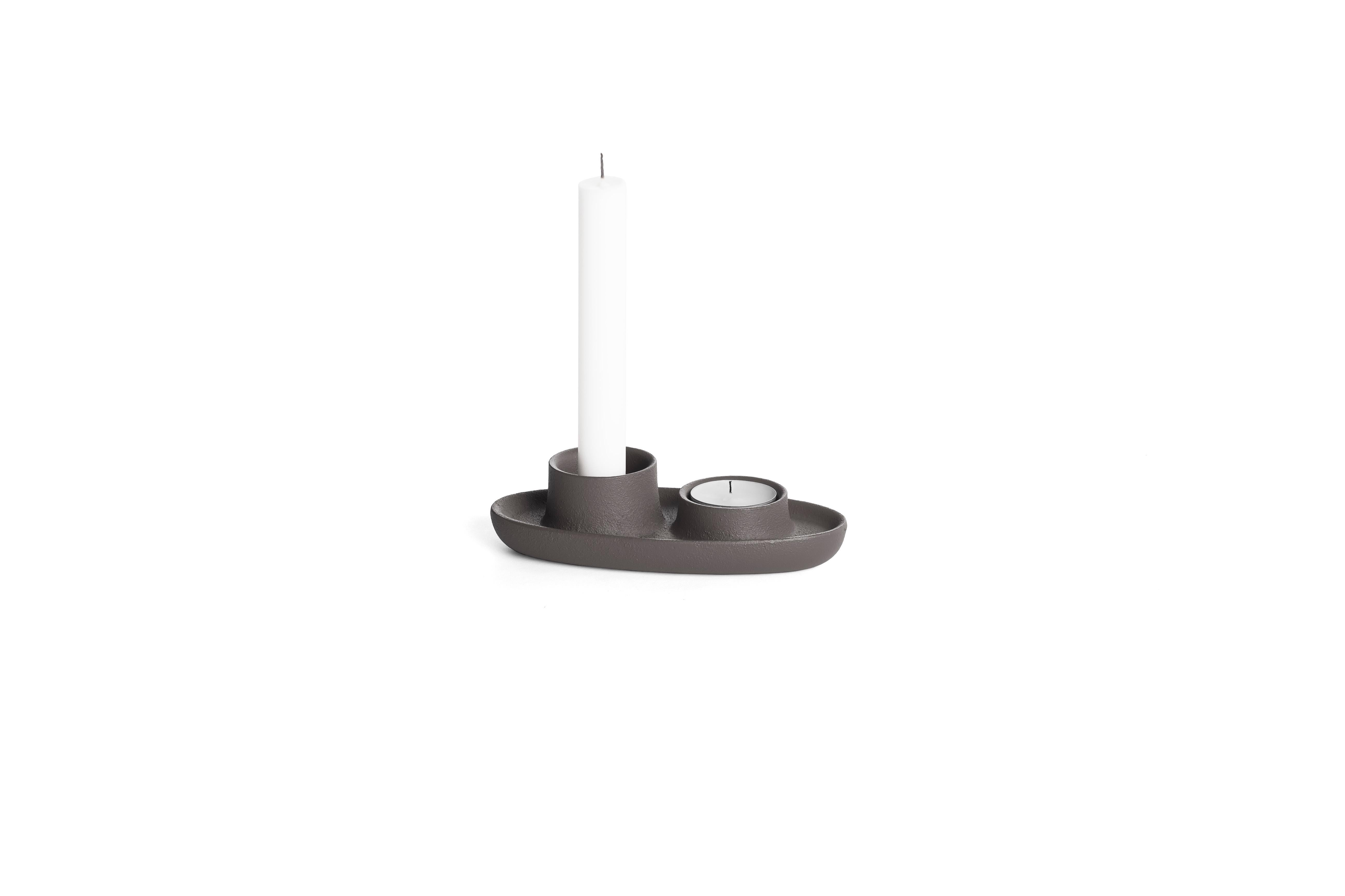 Modern Aye Aye! Candleholder with Two Funnels in Cast Iron For Sale 11