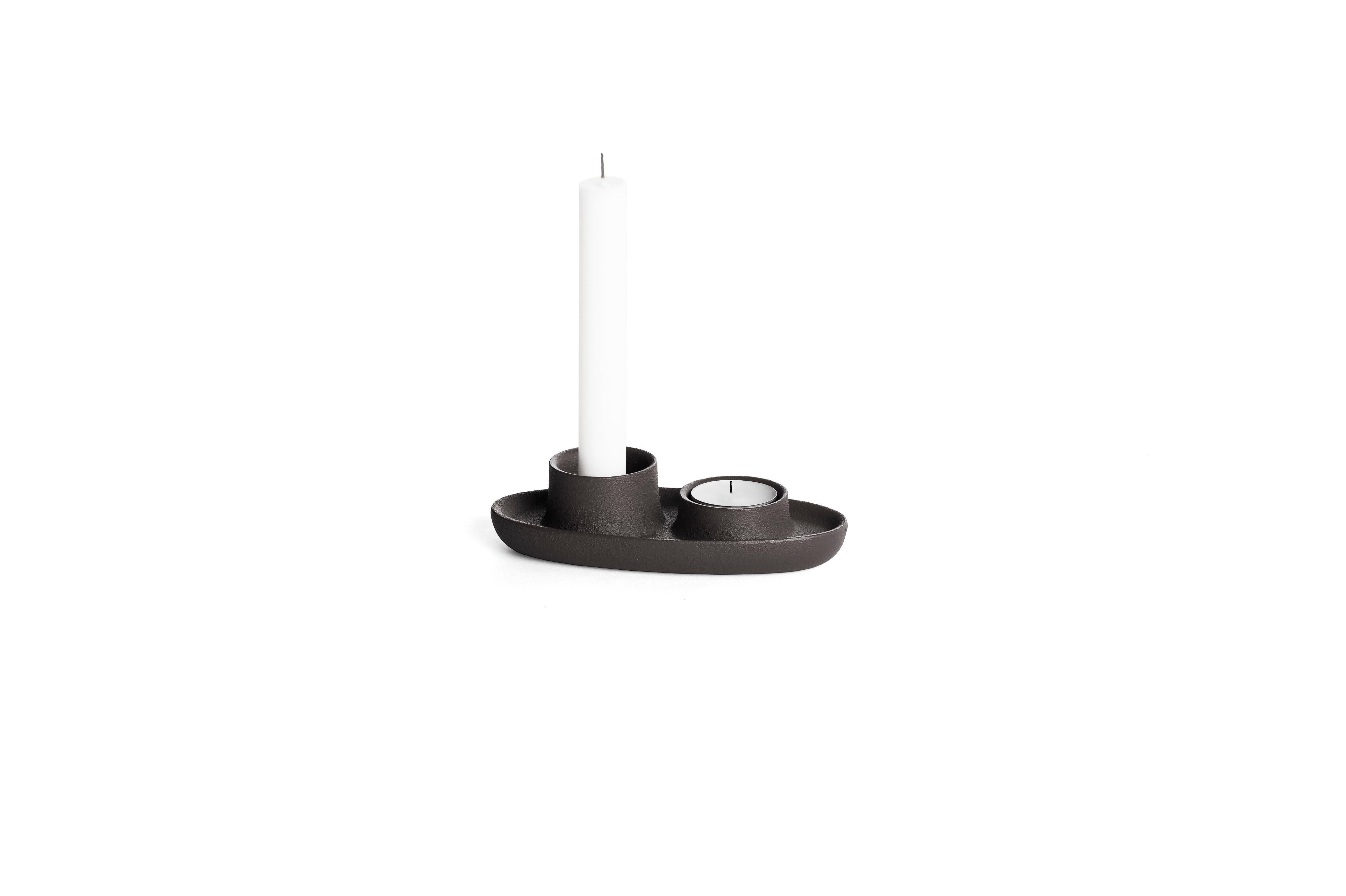 Modern Aye Aye! Candleholder with Two Funnels in Cast Iron For Sale 12