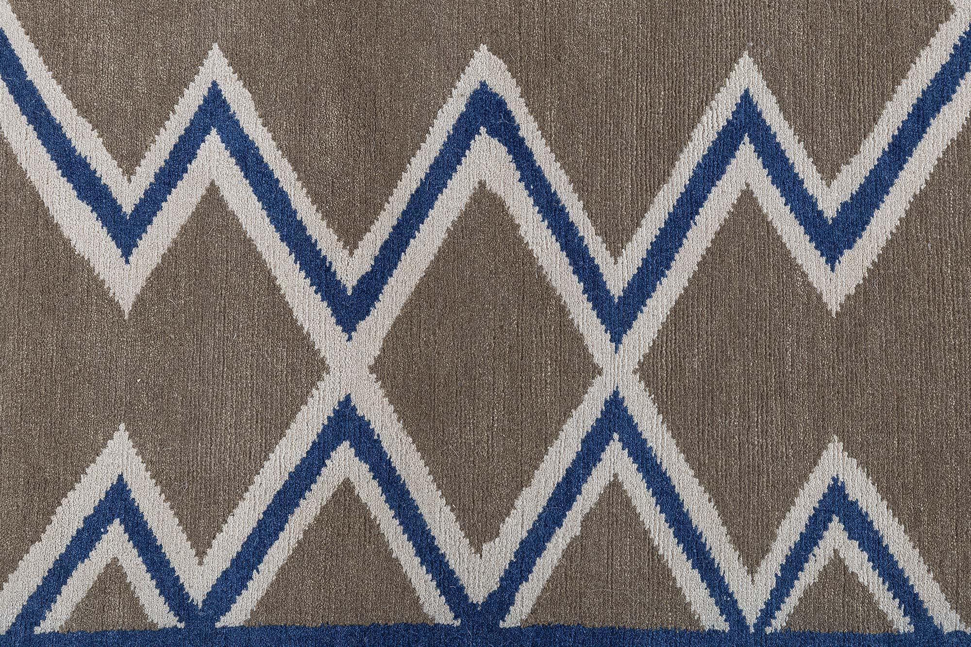 Indian Modern Aztec Geometric Design Rug by Doris Leslie Blau For Sale