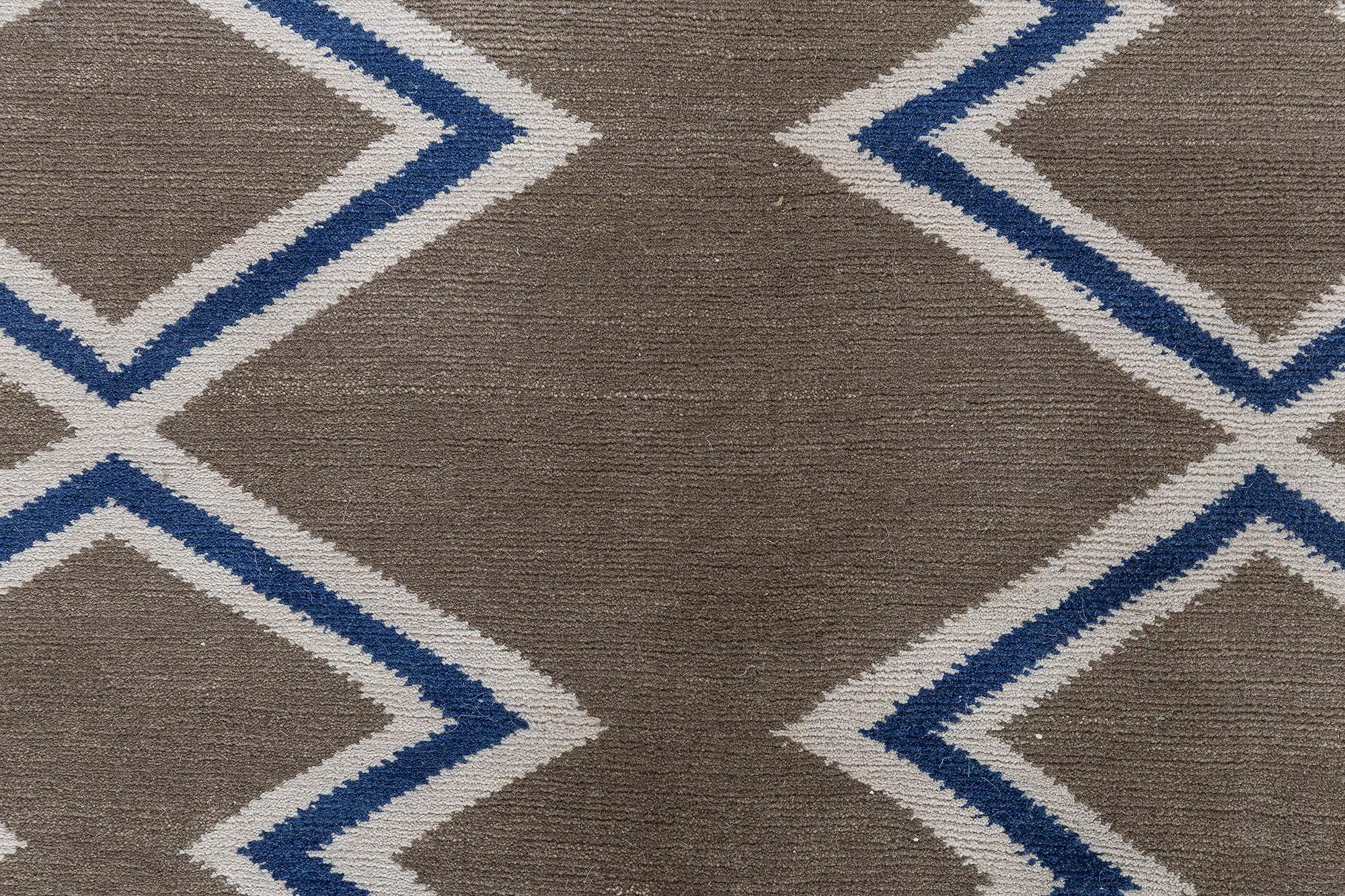 Hand-Knotted Modern Aztec Geometric Design Rug by Doris Leslie Blau For Sale