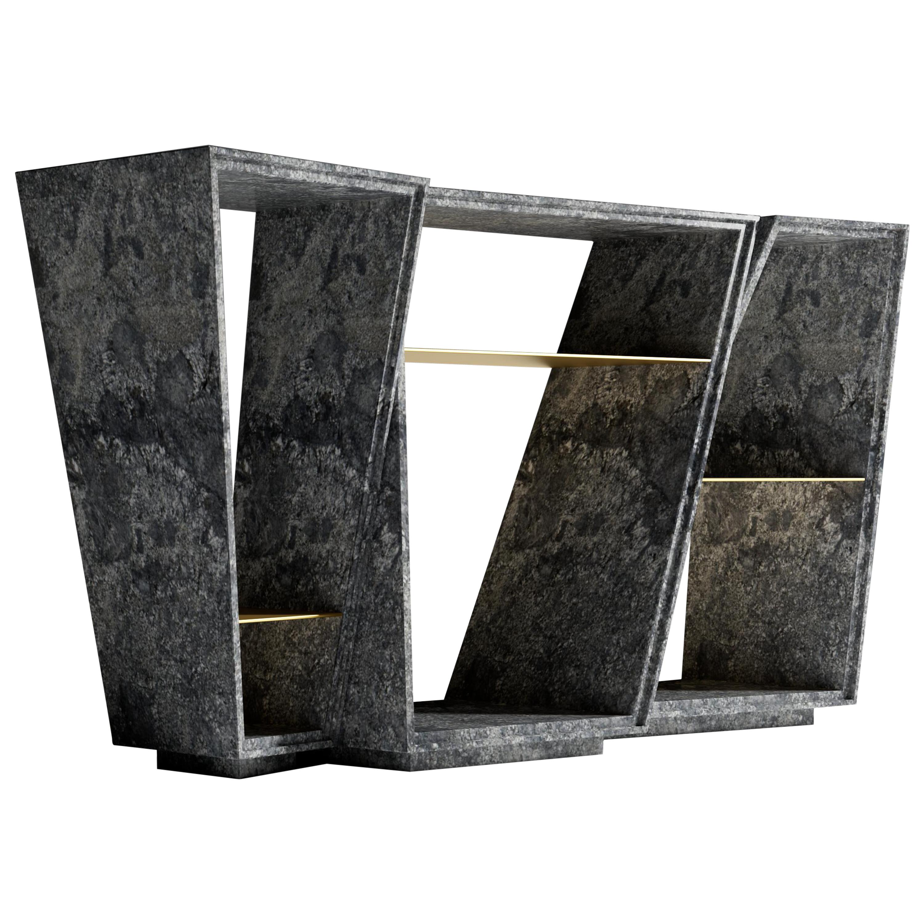 "The Elementary" Modern Azul Aran Granite Console Table For Sale