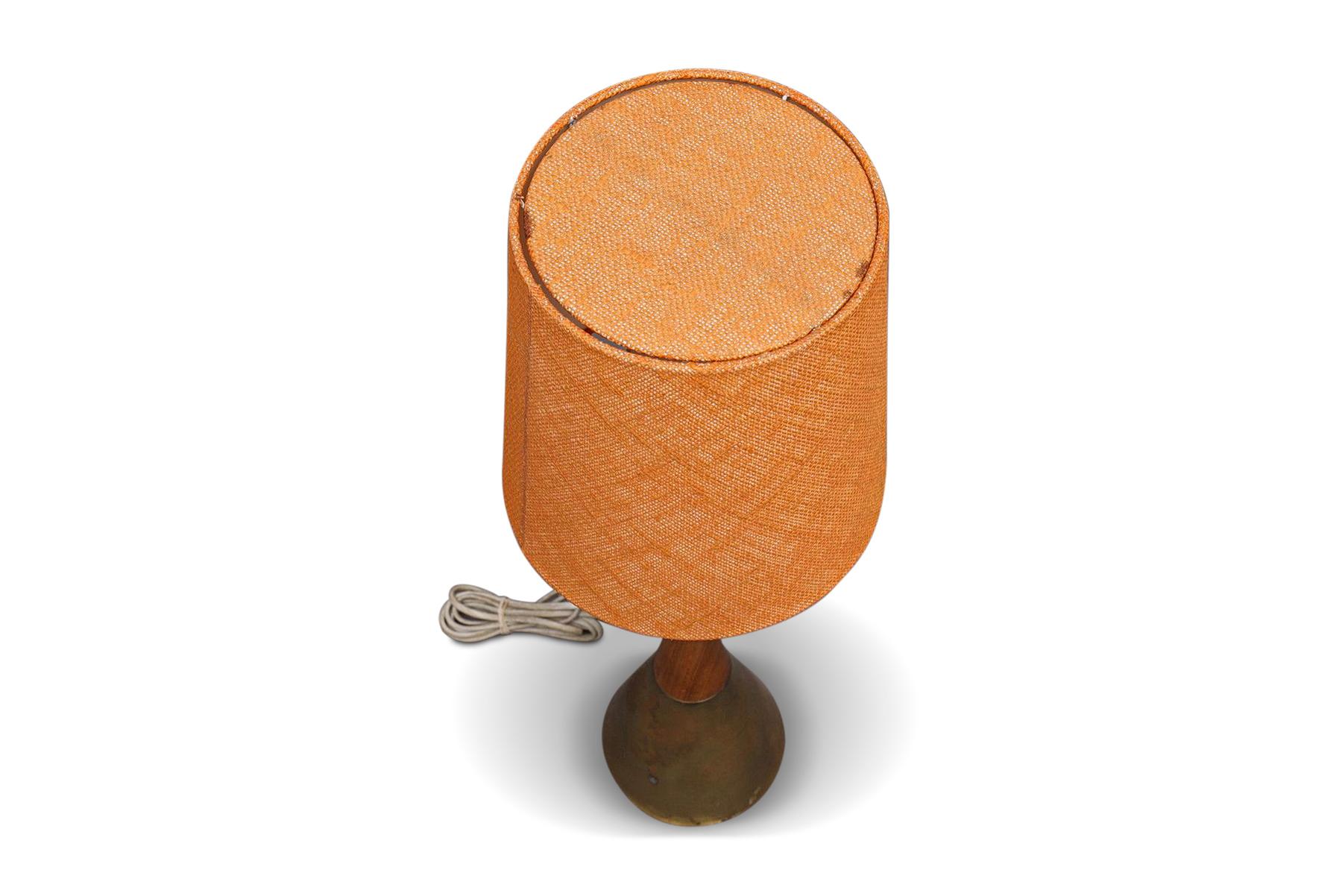 Swedish Modern B-06 Hourglass Table Lamp In Teak + Brass