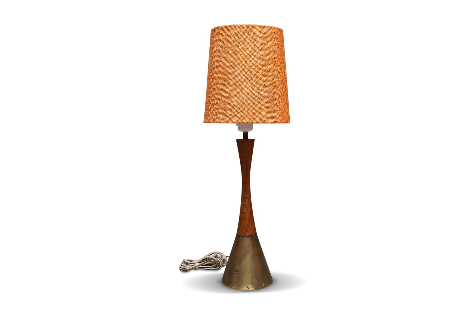 Other Modern B-06 Hourglass Table Lamp In Teak + Brass