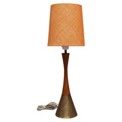 Modern B-06 Hourglass Table Lamp In Teak + Brass