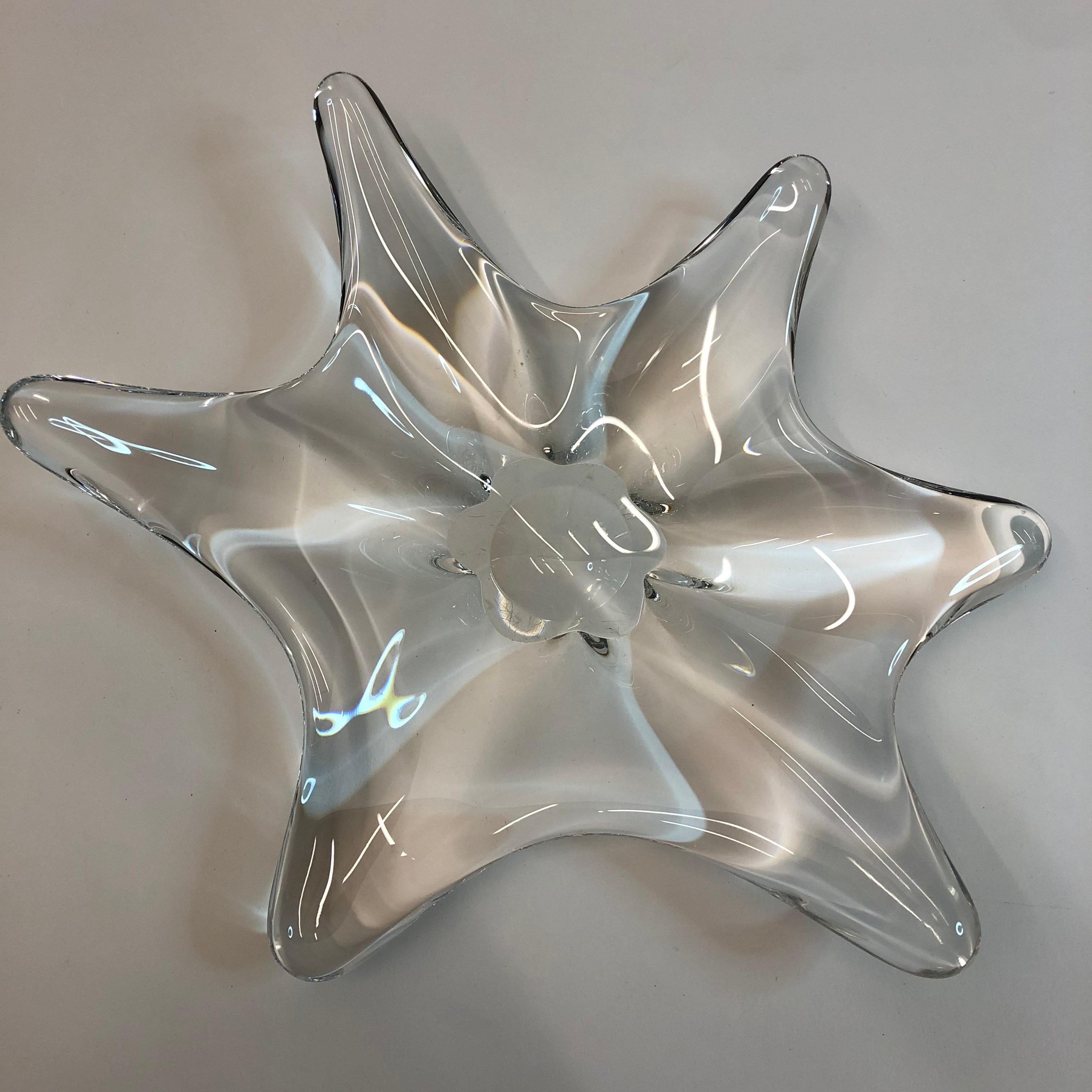 French Modern Baccarat Splash Glass Dish Crystal, 1980 