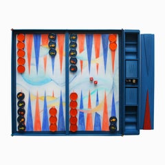 Modern Backgammon Board Game Handmade Epoxy Resin Handpainted Limited Edition
