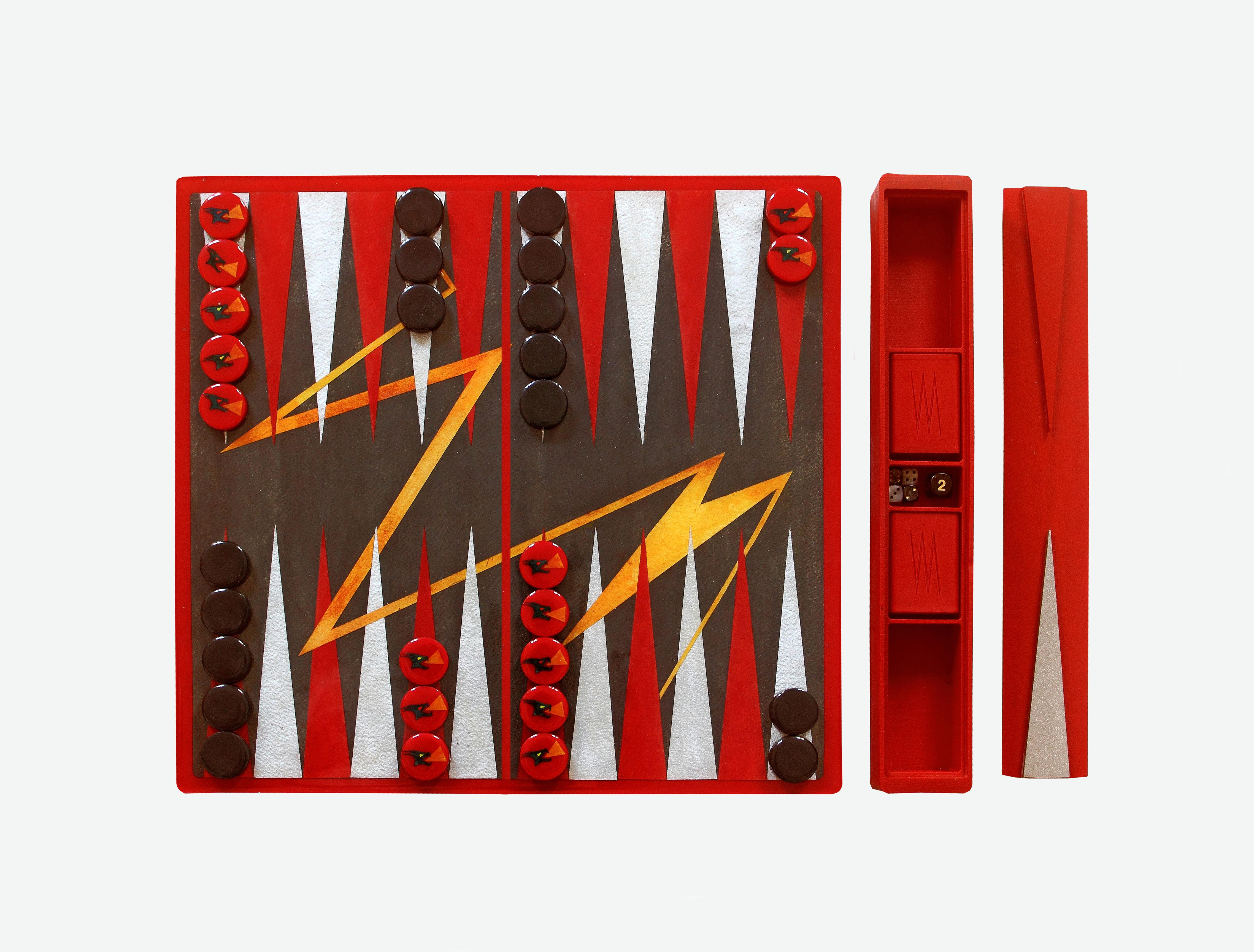 Modern Backgammon Board Game Handmade Epoxy Resin Handpainted Limited  Edition For Sale at 1stDibs