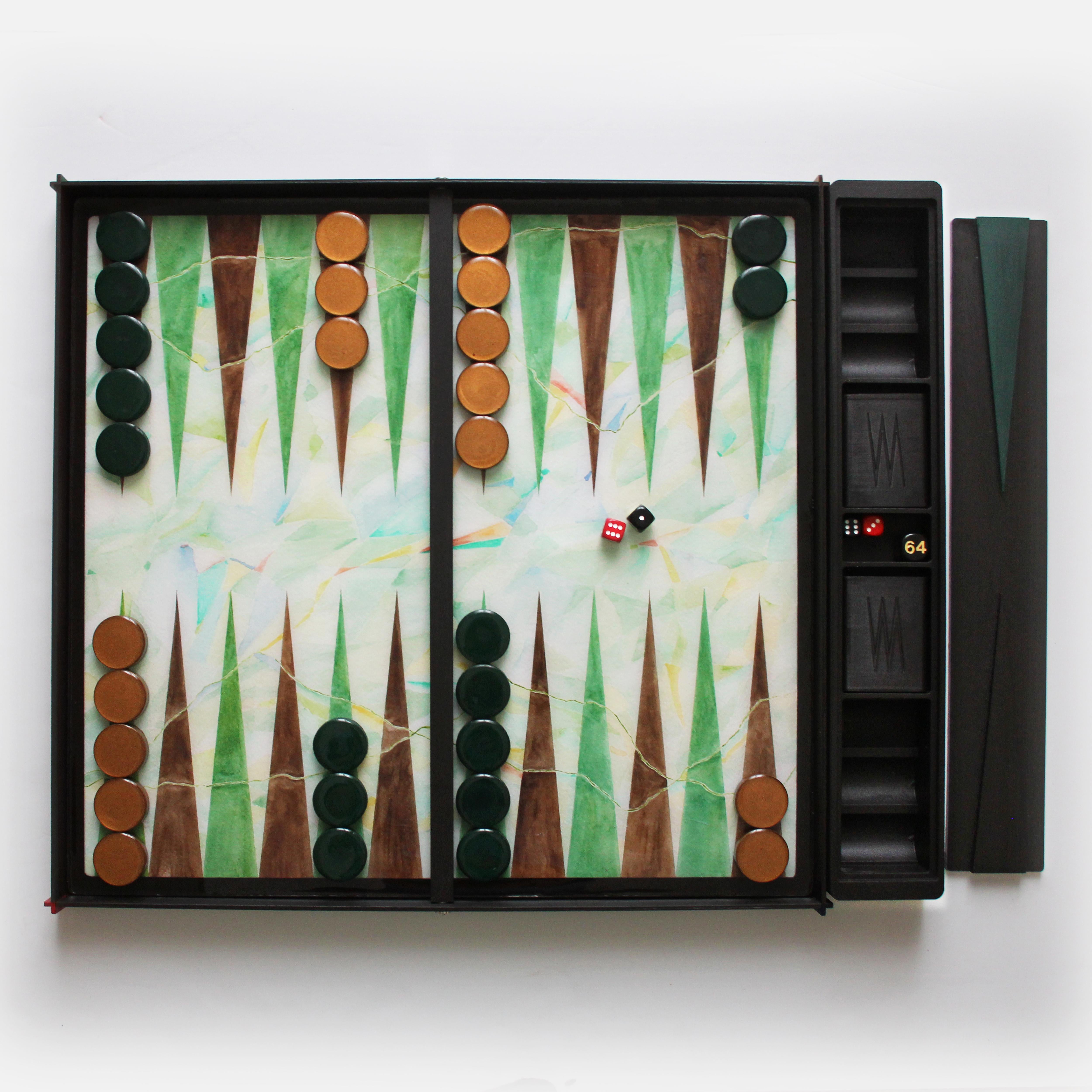 Moderne Tableau de backgammon moderne peint à la main en résine époxy, édition limitée en vente