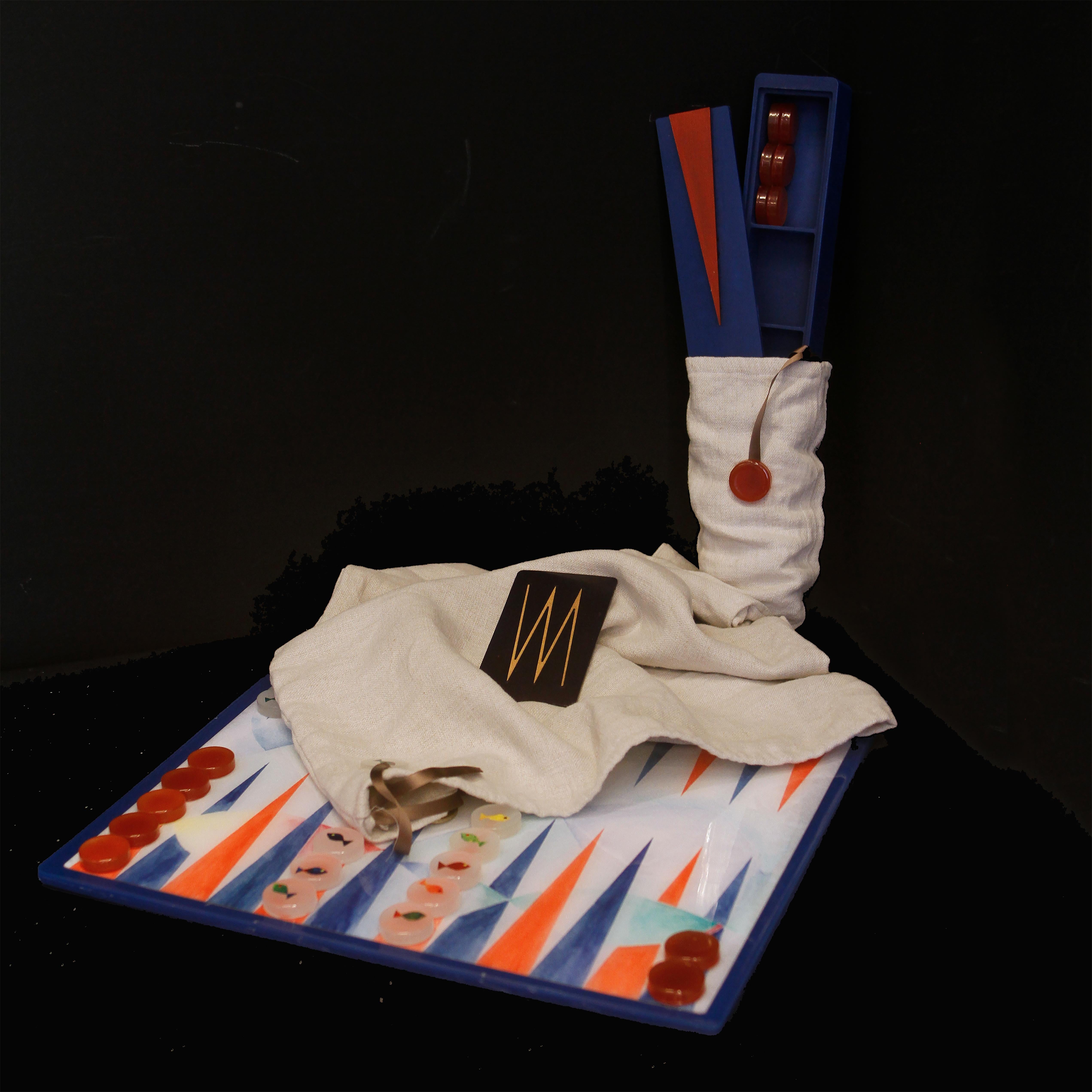 Hand-Painted Modern Backgammon Board Game Handmade Epoxy Resin Handpainted Limited Edition For Sale