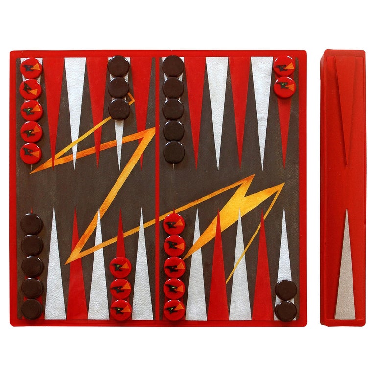 Modern Backgammon Board Game Handmade Epoxy Resin Handpainted Limited Edition En vente sur 1stDibs