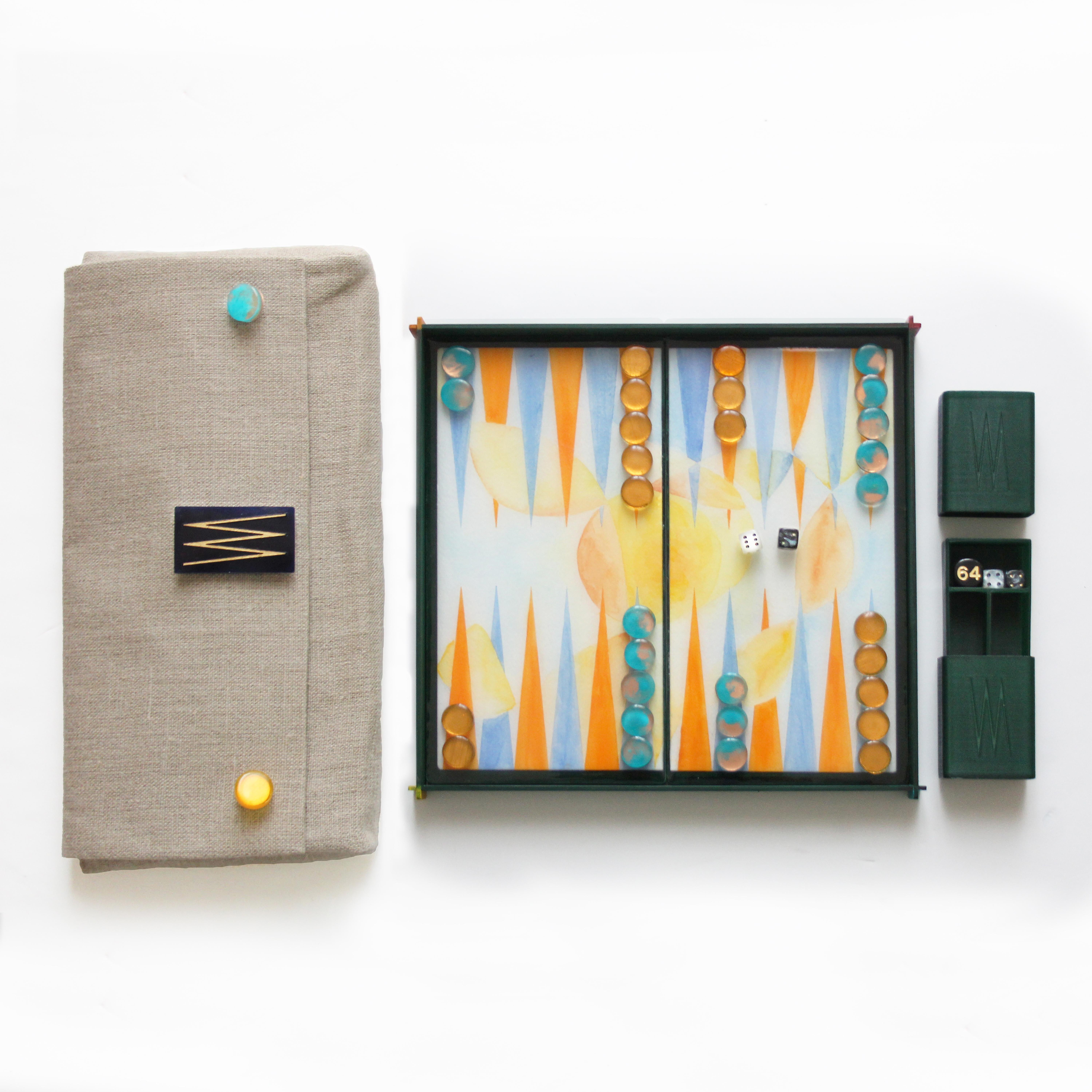 The Backgammon Board is a handmade limited edition collection (100 pieces) designed by the young Milan based Valeria Molinari for Dilmos. The project, composed of four boards inspired by the elements of water, air, fire and earth, is
born from the