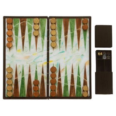 Modern Backgammon Travel Game Handmade Epoxy Resin Handpainted Limited Edition