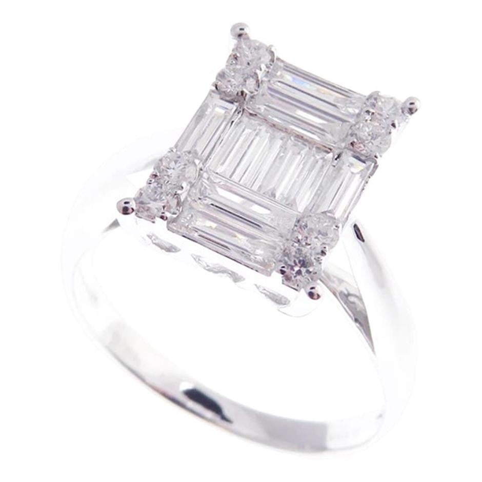 Moderner abstrakter Baguette-Diamant-Ohrring-Ring-Set im Zustand „Neu“ im Angebot in Los Angeles, CA