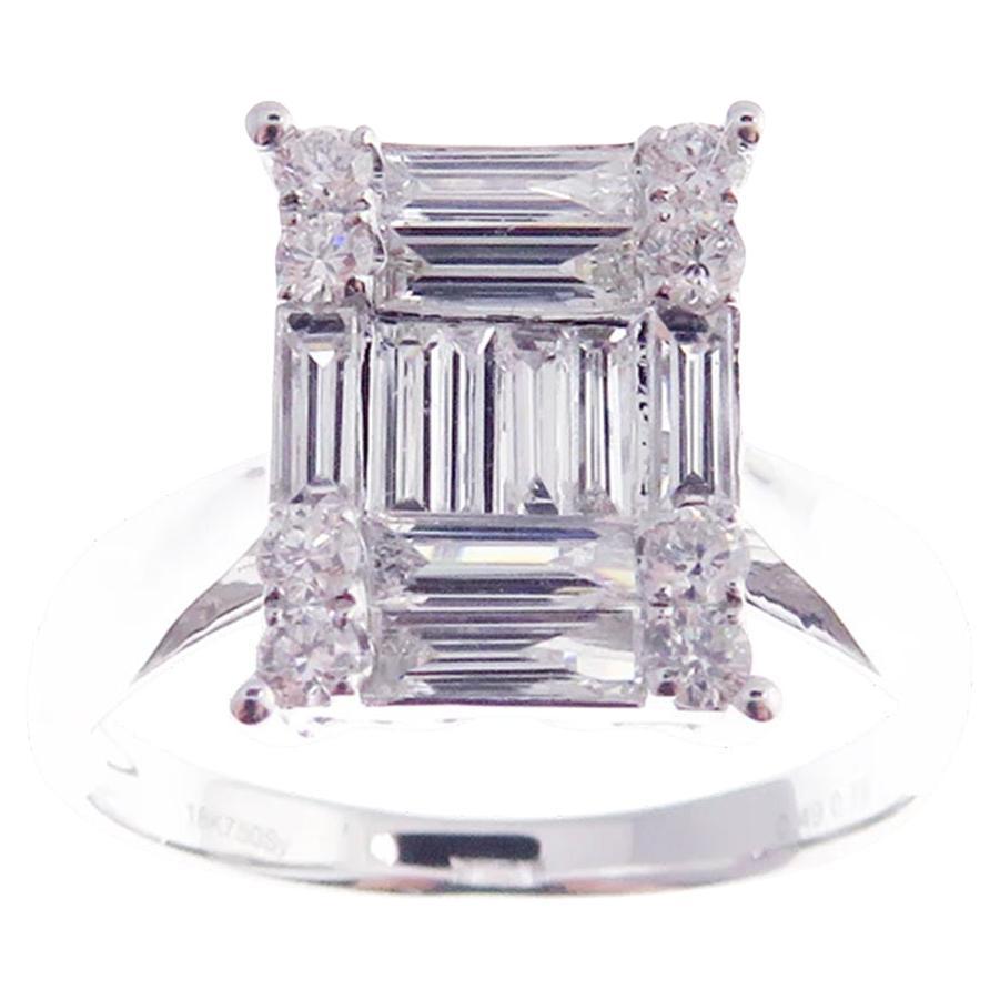 Moderner abstrakter Baguette-Diamant-Ohrring-Ring-Set im Angebot