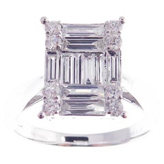 Moderner abstrakter Baguette-Diamant-Ohrring-Ring-Set