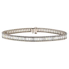 Modern Baguette Cut Diamond and Platinum Line Bracelet, 11.46 Carats