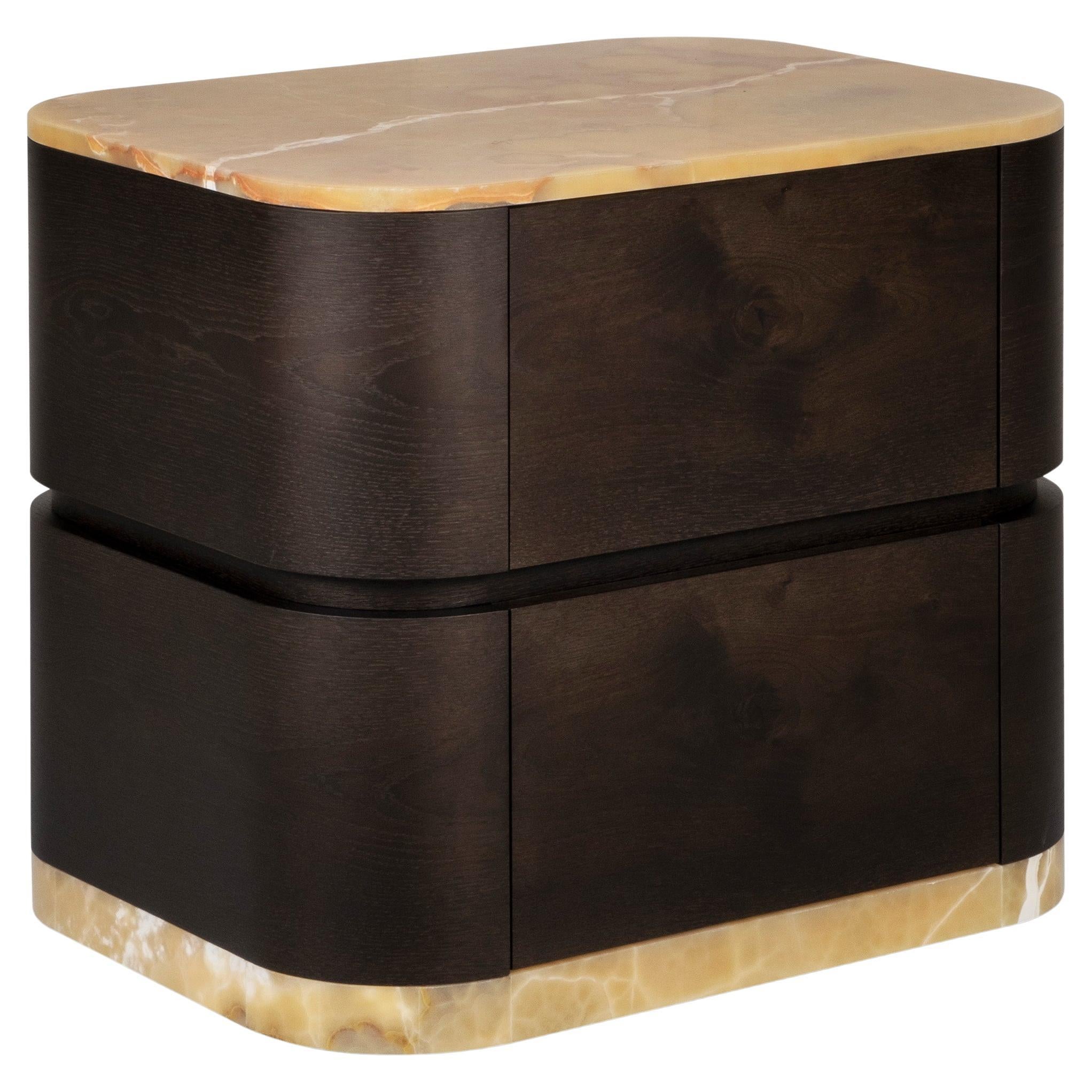 Modern Baía Nightstand Bedside Table, Onyx Miel, Handmade Portugal by Greenapple