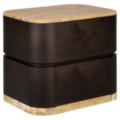 Modern Baía Nightstand Bedside Table, Onyx Miel, Handmade Portugal by Greenapple