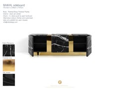 Modern Baikal Black Marble Polished Brass Sideboard Credenza