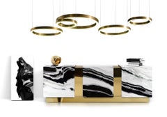 Modern Baikal Panda Marble Polished Brass Sideboard Credenza