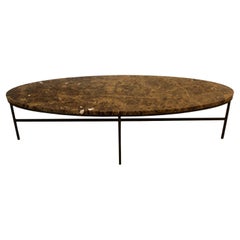 Modern Baker Oval Marble with Steel Metal Legs Coffee Table