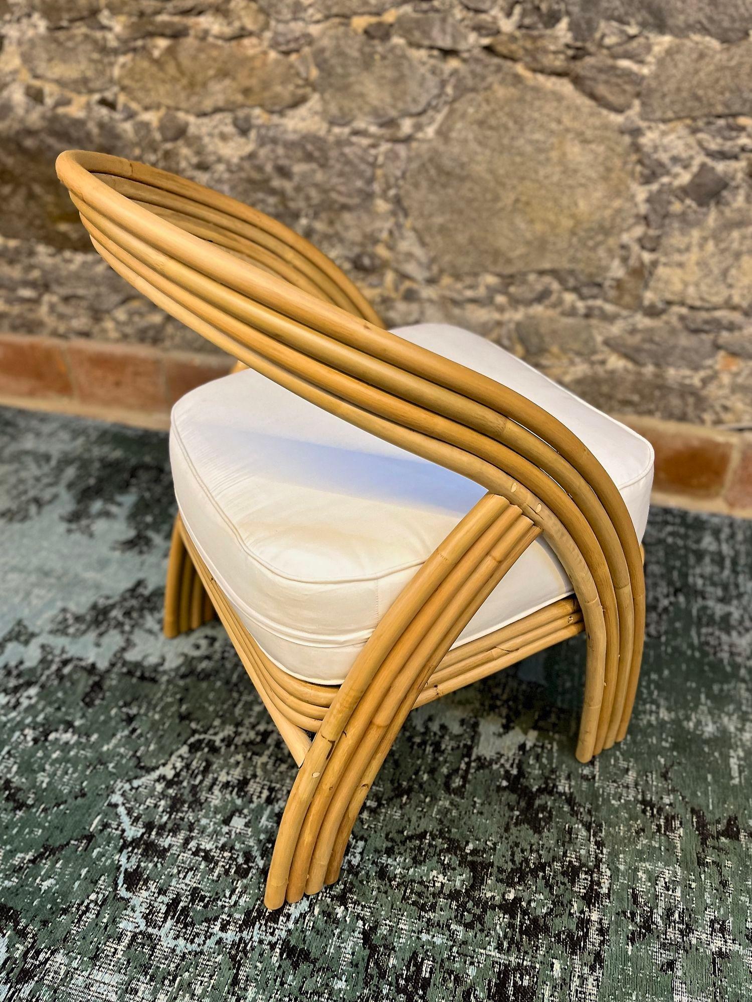 Tissu Chaise moderne en bambou cintré avec coussin de siège, IDN 2024 en vente
