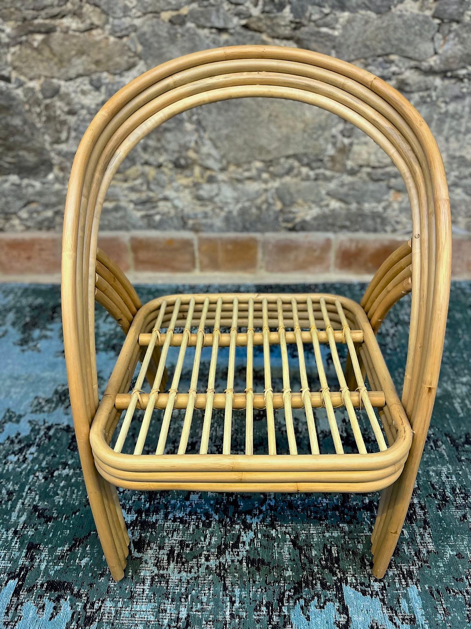 Chaise moderne en bambou cintré avec coussin de siège, IDN 2024 en vente 2
