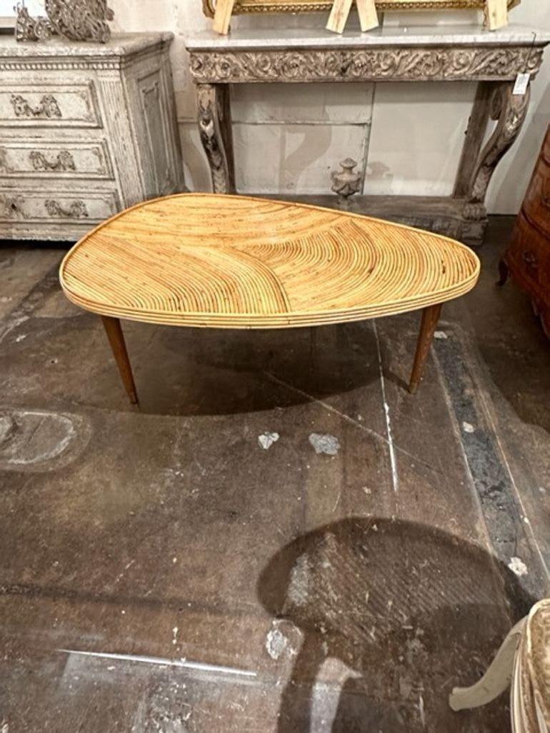 Interesting vintage Italian bamboo organic shaped coffee table. Great for a modern home!